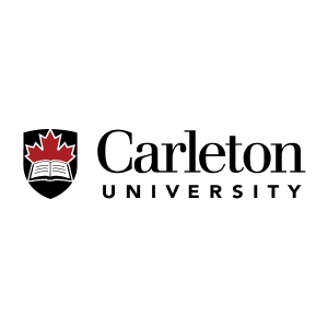 Carleton university logo with a red maple leaf.