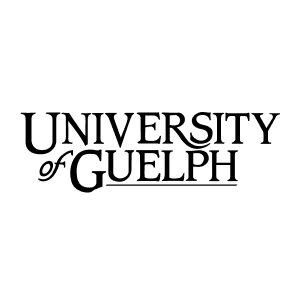 A black and white image of the university of guelph logo.