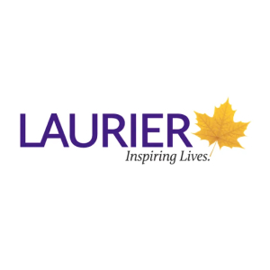 A purple and yellow logo for laurier.